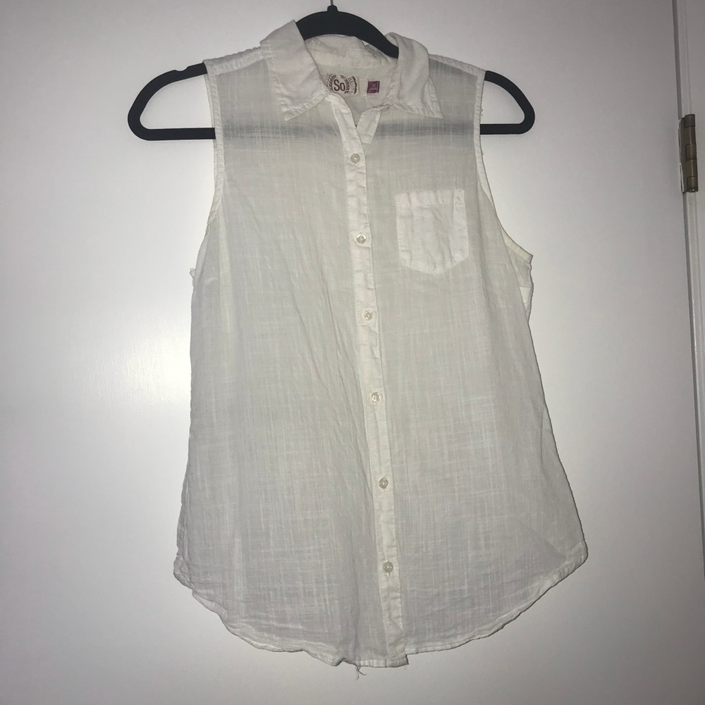 White Button Down Tank